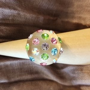 Acrylic Swarovski ring.